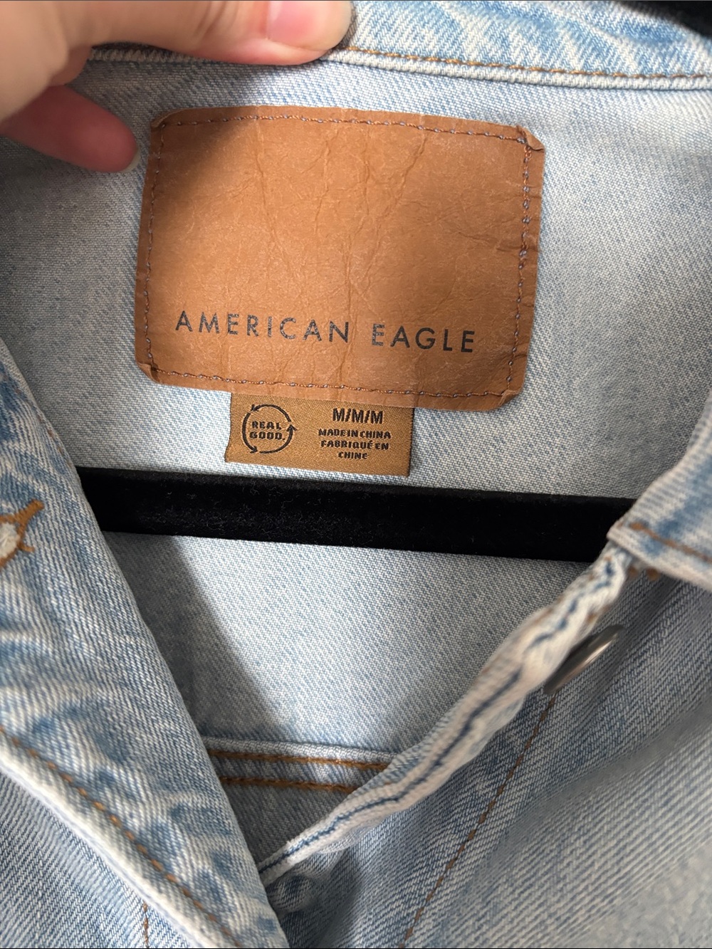 American Eagle Outfitters Distressed Light Wash Denim Jacket - Picture 4 of 7
